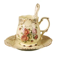 European Fashion Blumen Keramische Kaffeetasse Und Untertasse