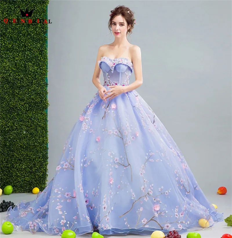 QUEEN BRIDAL Evening Dresses Ball Gown Sweetheart Flowers Fluffy Luxury Prom Party Dress Evening Gown 2018 Vestido De Festa JW32 QUEEN BRIDAL Evening Dresses Ball Gown Sweetheart Flowers Fluffy Luxury Prom Party Dress Evening Gown 2018 Vestido De Festa JW32