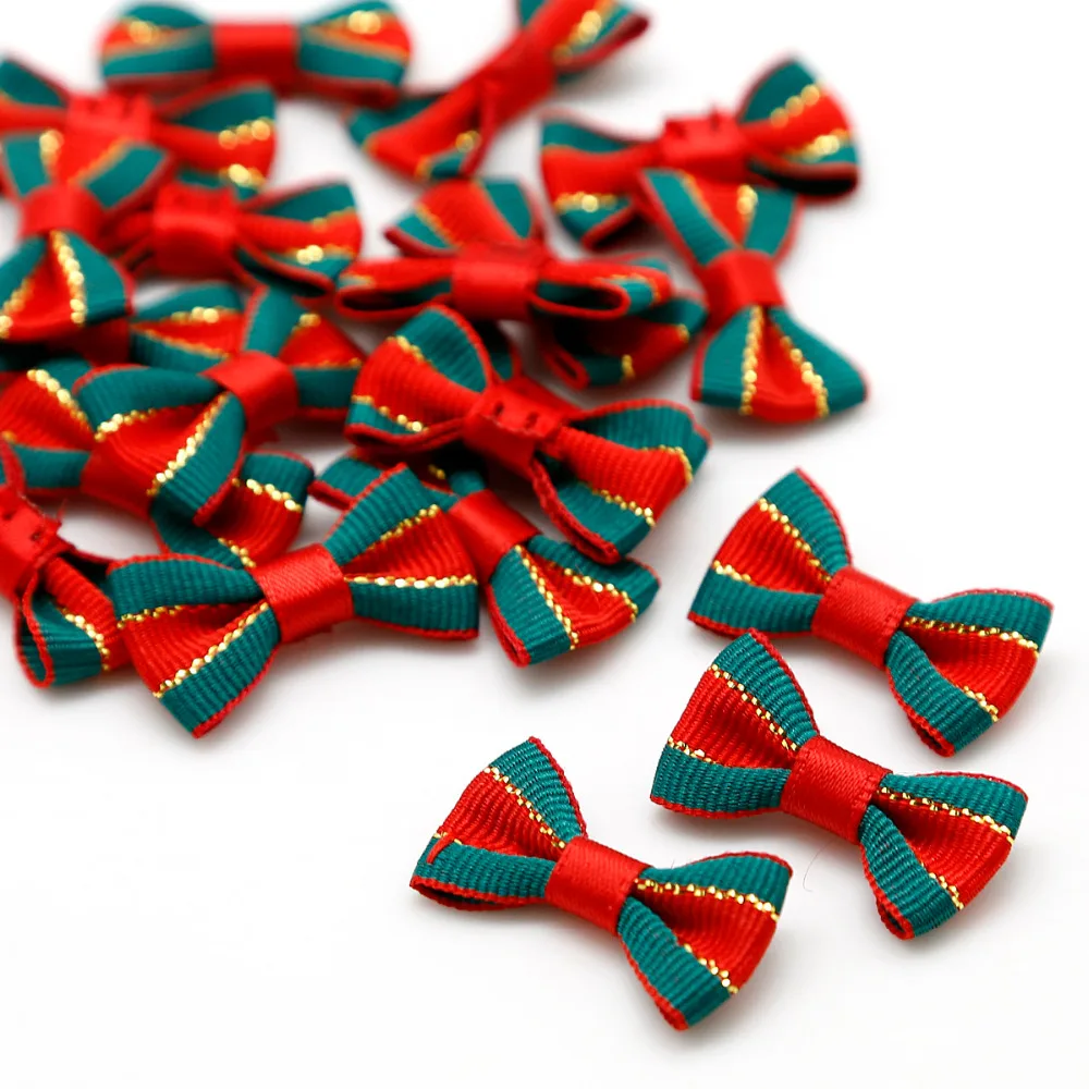 Банты из красной/зеленой атласной ленты для шитья 20 шт. рождественские банты - Фото №1