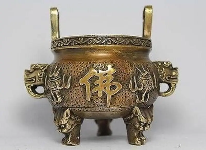 

CHINA HANDWORK DRAGON BUDDHA COPPER INCENSE BURNER incense burner Tibetan word copper Wholesale bronze