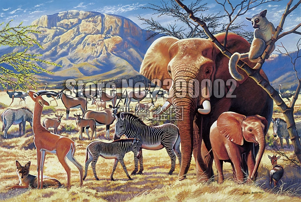 Полный DIY 5D алмазная картина Savanna Sunrise Африка животные слон вышивка крестом
