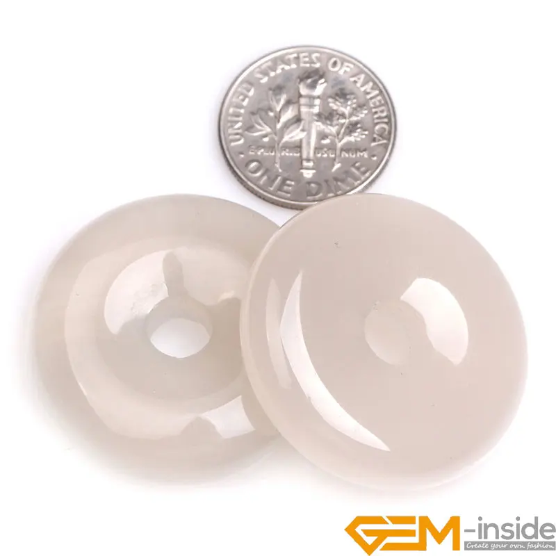 

25mm 30mm Donuts Rings Shape Natural Gray Agates Stone Beads For Jewelry Making Strand 15 Inch Wholesale