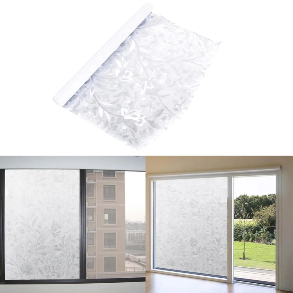 Convenient 45x100cm Privacy Static Removable Glass Stripe Frosted