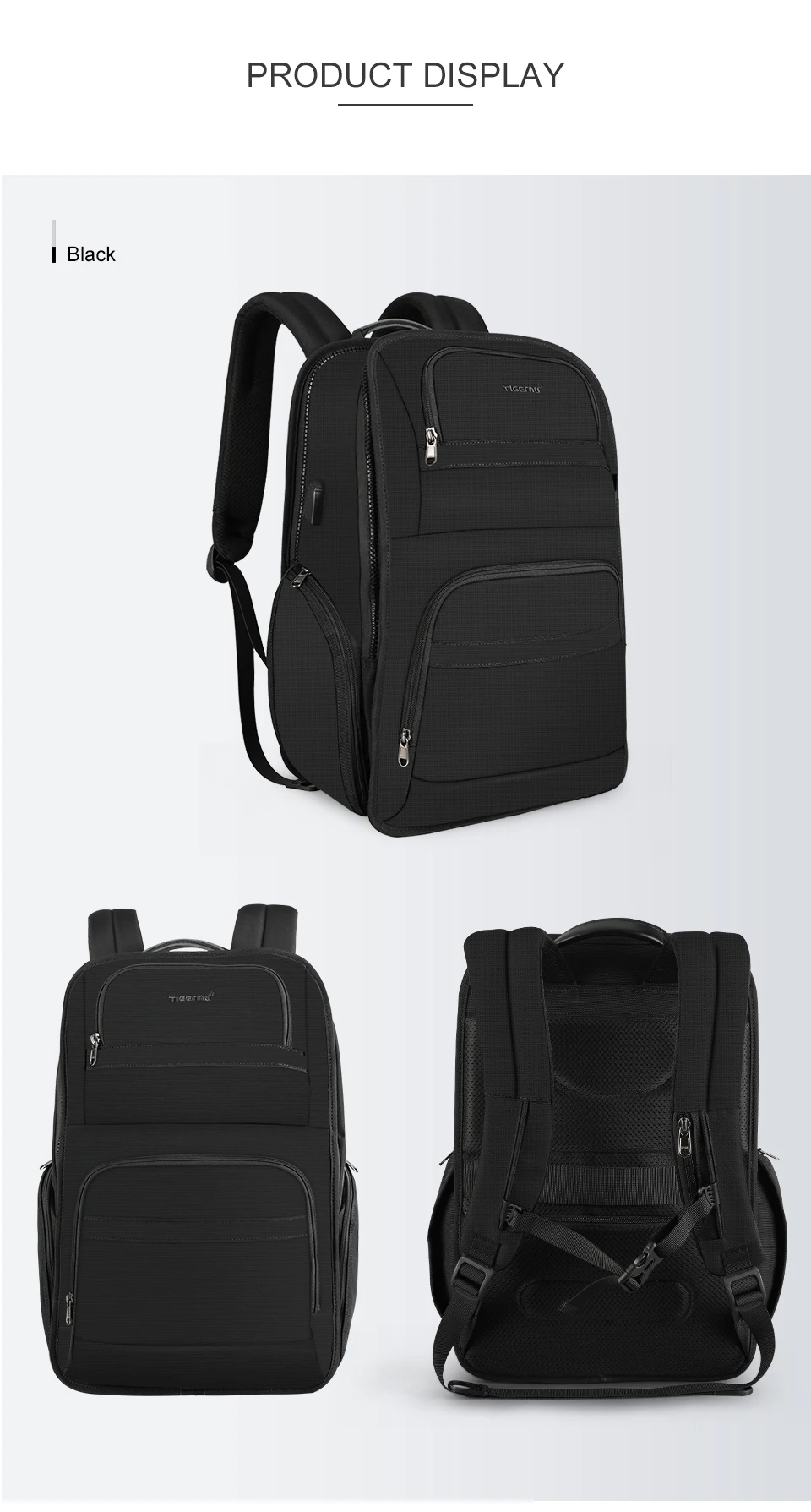 Tigernu большой емкости мужские RFID противоугонные Водонепроницаемые рюкзаки USB зарядка Рюкзак для ноутбука для мужчин дорожные сумки Mochila