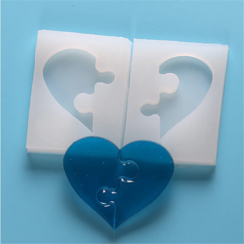 Форма сердца любовь эпоксидная смола плесень головоломка силиконовая форма литье для DIY полимерная глина ювелирные изделия кулон