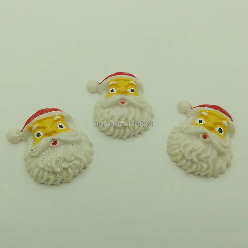 1pcs/lot resin flat back glitter Christmas father 31mm Cabochons Hair Bow Center DIY Christmas decration C111-3
