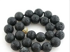 

song voge gem nanJ0463 nature round black lava bead necklace