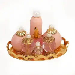 1/12 миниатюрный кукольный домик розовый флакон для парфюма с золотой тарелкой
