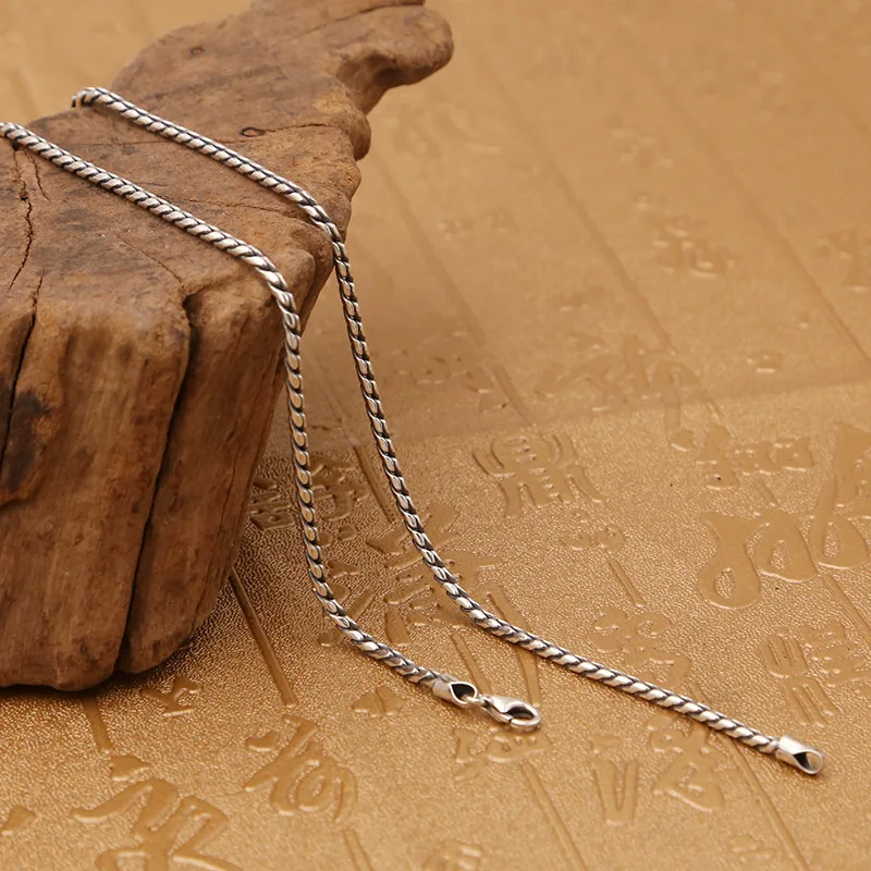 

Factory Wholesale S925 Sterling Silver Trend Twin Rope Simple Personality Retro Thai Silver Men And Women Clavicle Necklace