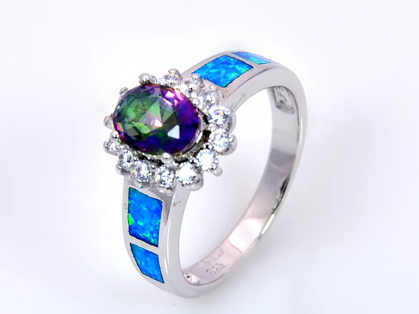 blue fire opal mens ring