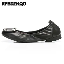 Металлический бриллиант женщин Серебряный металл большой размер павлин 10 Размер 42 Складные балетные плоские платье балерина 11 горный хрусталь обувь кристалл красивая Мода весенняя осень последние отправка капель