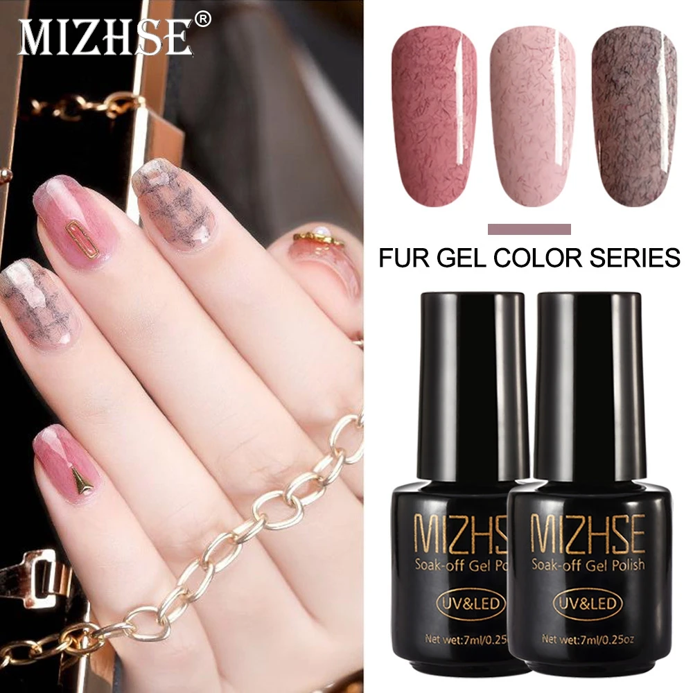 

MIZHSE UV Nail Gel 1s 7ML Faux Fur Effect Gel Nail Polish Nail Art Soak Off Varnish UV LED Long-Lasting Primer For Manicure