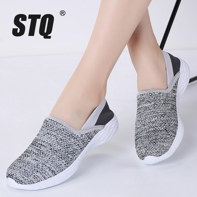 STQ 2020 осенние женские кроссовки из дышащей сетки Tenis Feminino слипоны повседневные на