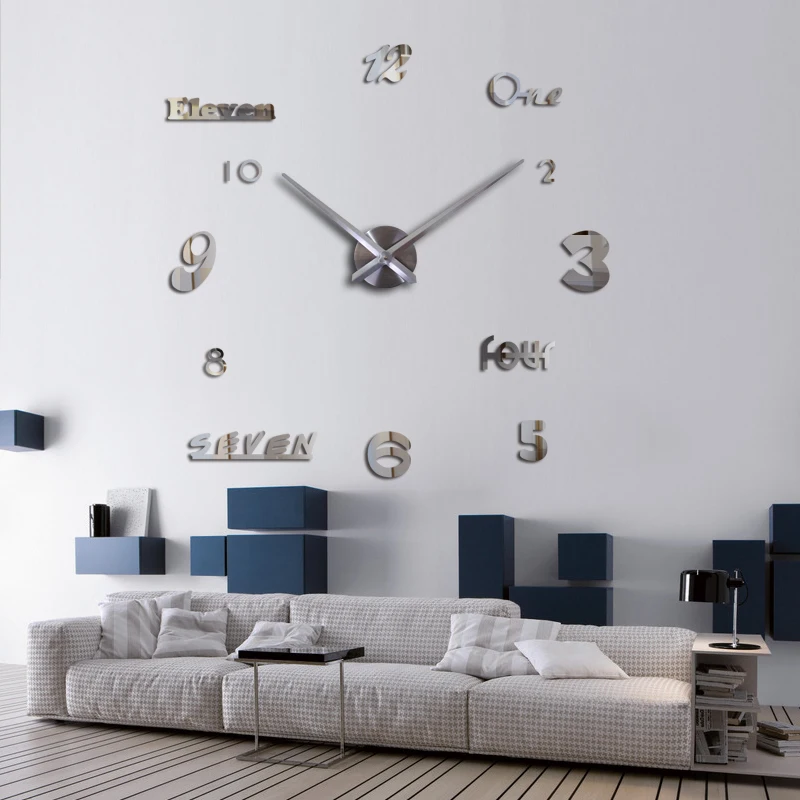 

Top Fashion Wall Clock Acrylic Mirror Europe Quartz 3d Diy Still Life Home Decoration Stickers Living Room