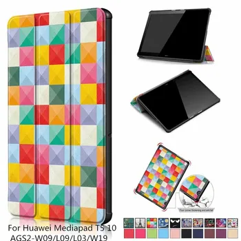 

Light weight Slim 3 fold Case for Huawei T5 10 AGS2-W09/L09/L03/W19 10.1" Cover for Huawei Mediapad T5 10 Tablet case + pen