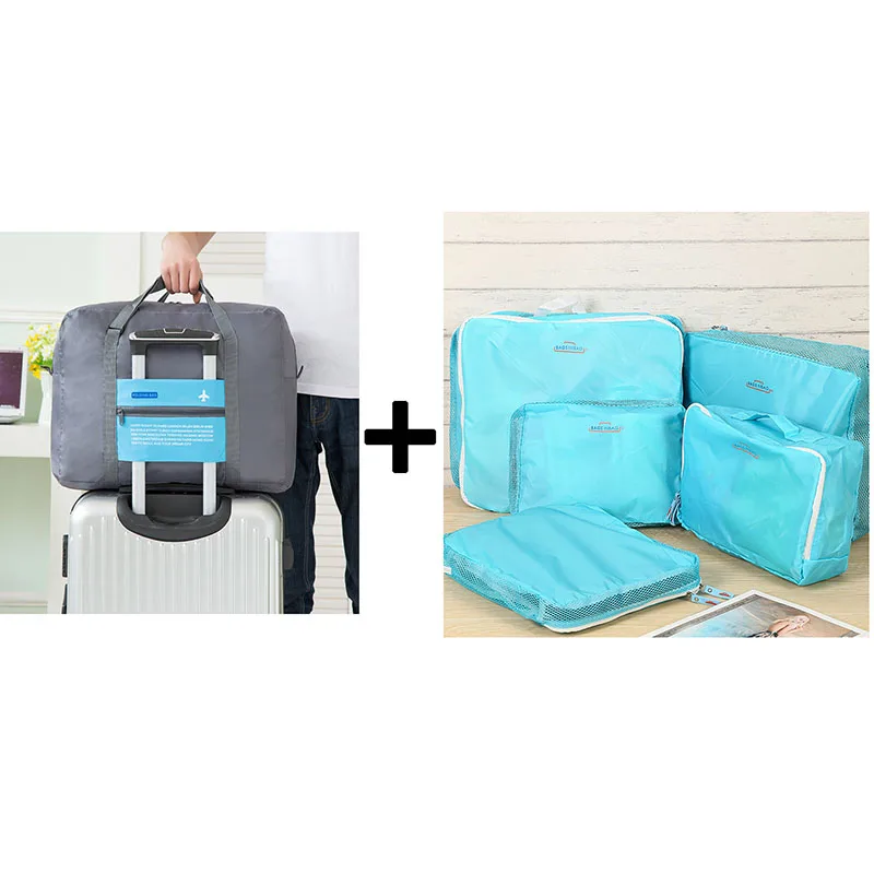 

IUX 5 Pcs/set Fashion Travel Bags + Luggage bags Men and Women Luggage Bags Travel Bags Packing Cubes Organizer Wholesale