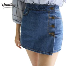 Высокое качество! Новая летняя джинсовая юбка женская джинсовая юбка однобортная короткая юбка Горячая Распродажа джинсовая юбка
