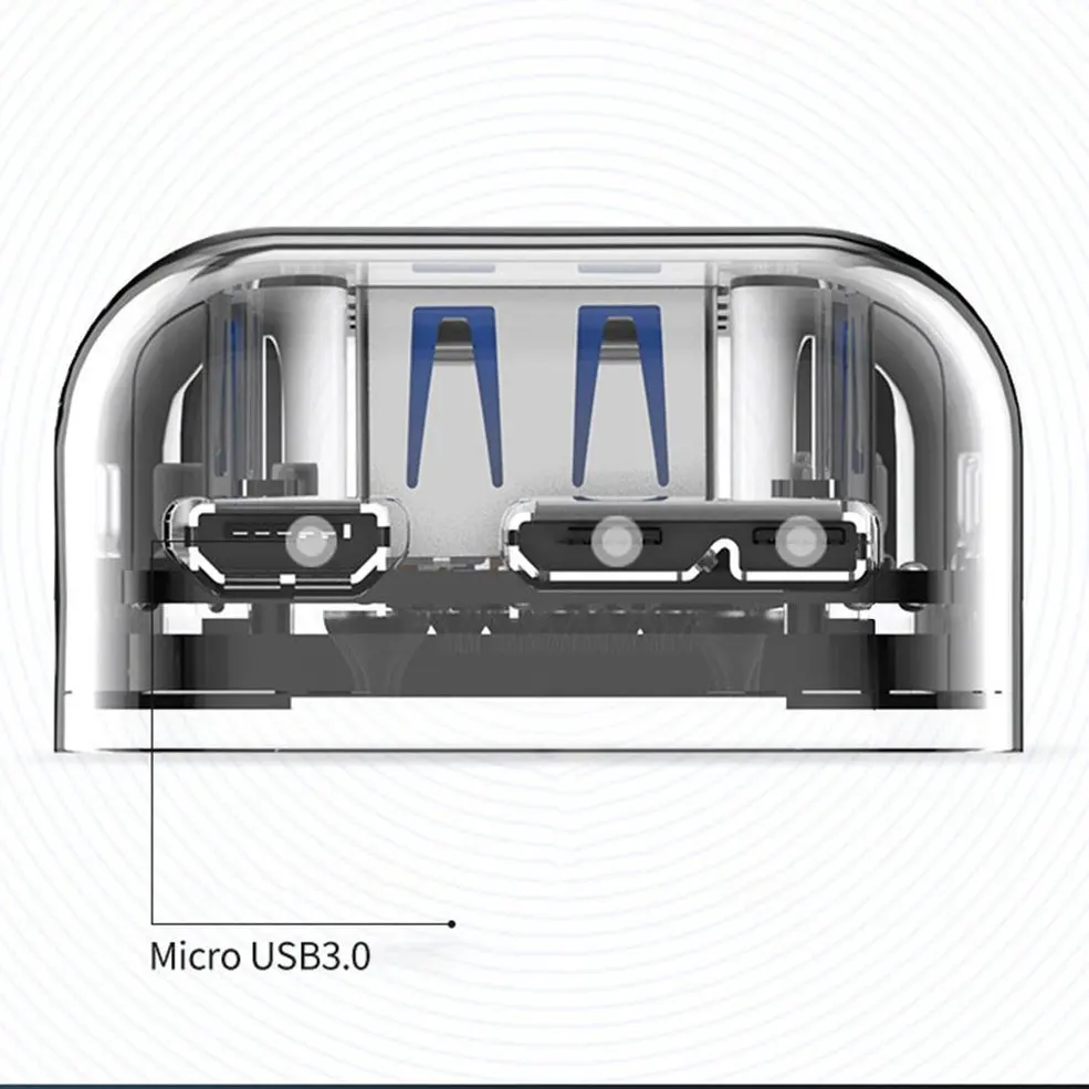 Портативный размер F4U-U3 супер высокая скорость прозрачный пластик 4 порта USB 3,0 концентратор адаптер для ПК компьютер