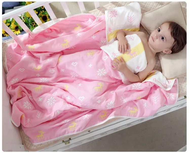 110x110 см 6 слойный муслин одеяло из чистого хлопка для ванной полотенца пеленки для Новорожденных Обертывание кондиционер одеяло дышащее детское одеяло