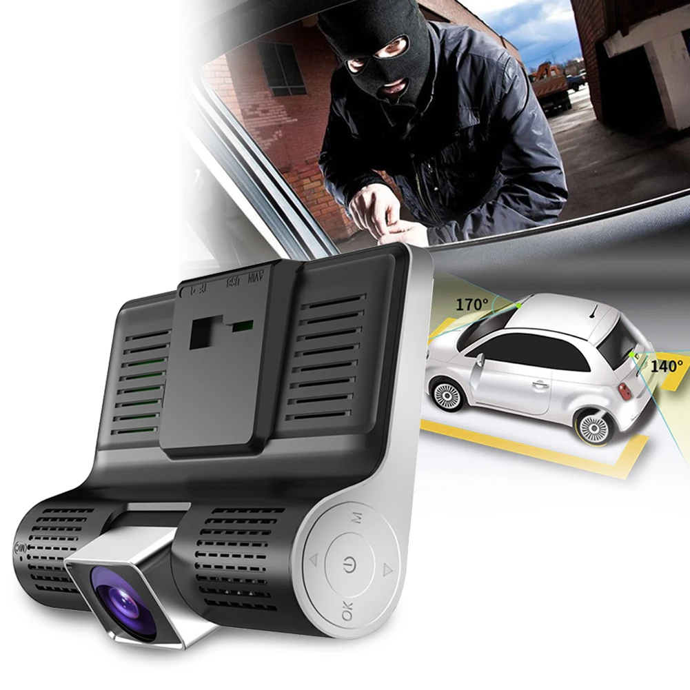 

4inch Night Vision Rear View Video Recorder HD Wide Angle Vehicle LCD Dash Cam Car DVR Easy Install Parking Monitor Three Lens