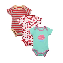 3PCS/LOT New Child Bodysuit Pretty Printing Toddler Jumpsuit Pure Cotton Quick Sleeve Boys Women Child Garments