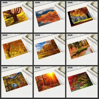 

XGZ High Quality Small Size Cheap Rubber Mouse Pad Gold Autumn Wallpaper Rectangular Non-slip Mousepad Office Laptop Home Mat