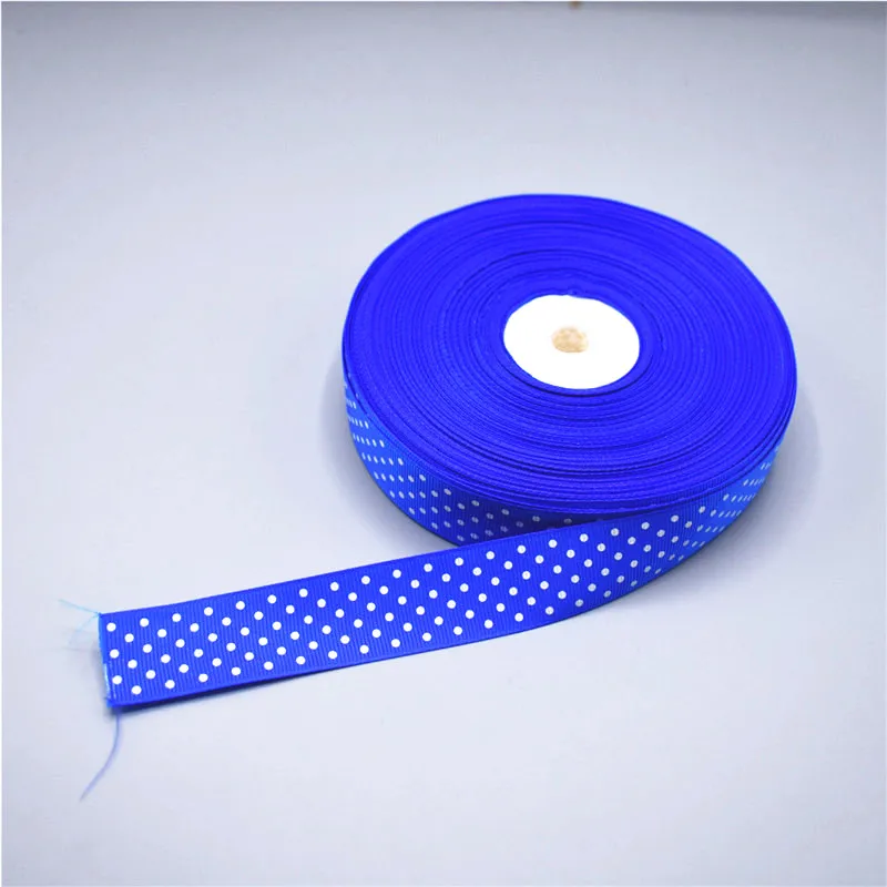 5 ярдов/партия в горошек Ткань в рубчик лента 2,5 см Ширина Атлас для подарка посылка упаковки для производства комплектующих для шитья с кружевными лентами - Цвет: Royal Blue