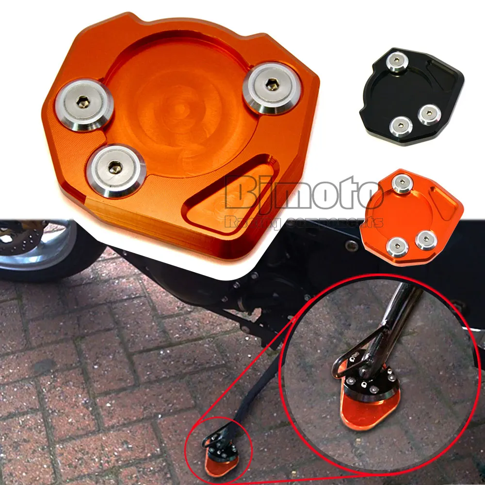 

SSE-KT001-OR Motorcycle Parts CNC Aluminum Side stand  Extension Kickstand Enlarger Plate Pad For KTM DUKE 125/200/390