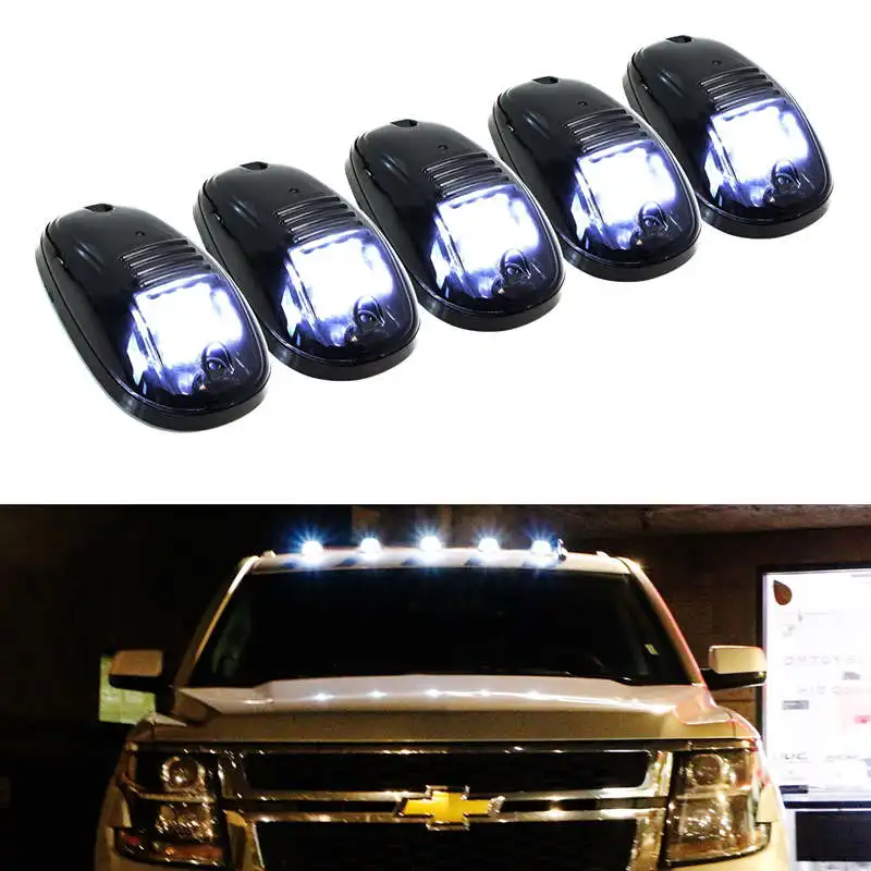 Car styling 5 Pcs White Lights Marker 9 LED Car Roof Cab For Truck SUV