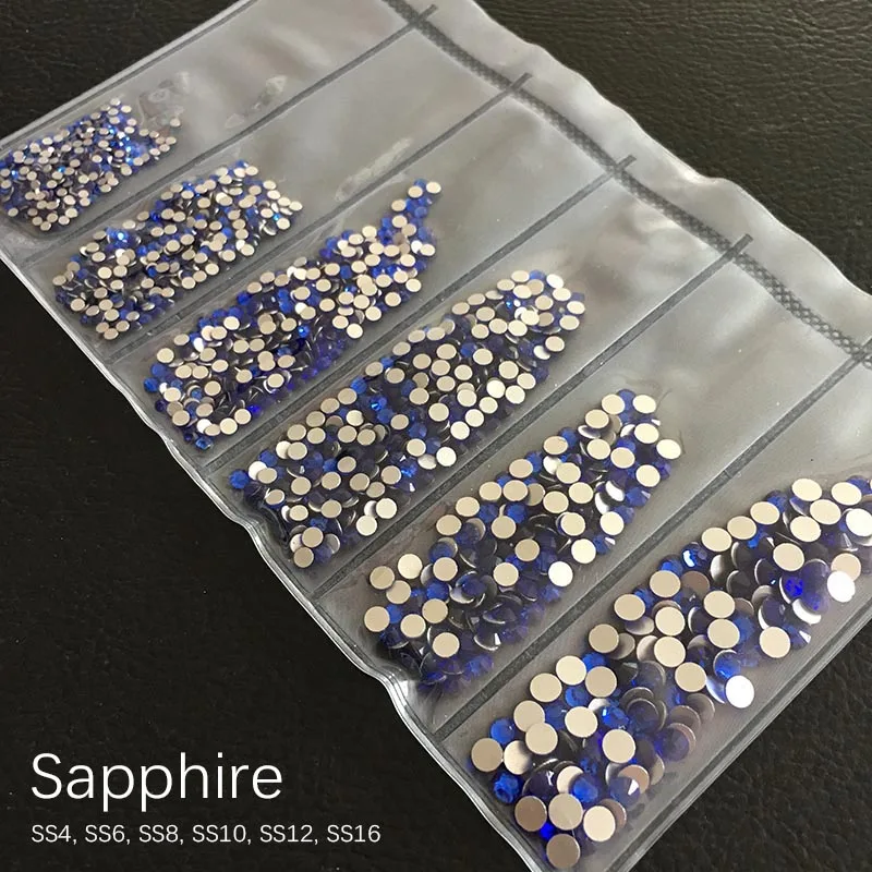 SS4-SS16 Стразы для дизайна ногтей с плоской задней поверхностью Блестящий Кристалл DIY Ювелирные изделия бриллианты дизайн аксессуары для маникюра - Цвет: Sapphire