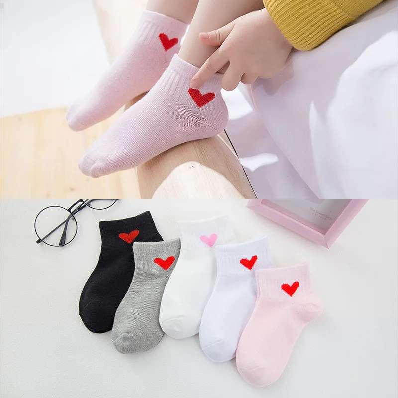 5 пар/лот, Детские хлопковые носки Модные дышащие сетчатые Носки с рисунком для мальчиков и девочек, носки для детей от 1 до 12 лет - Цвет: and loving hearts