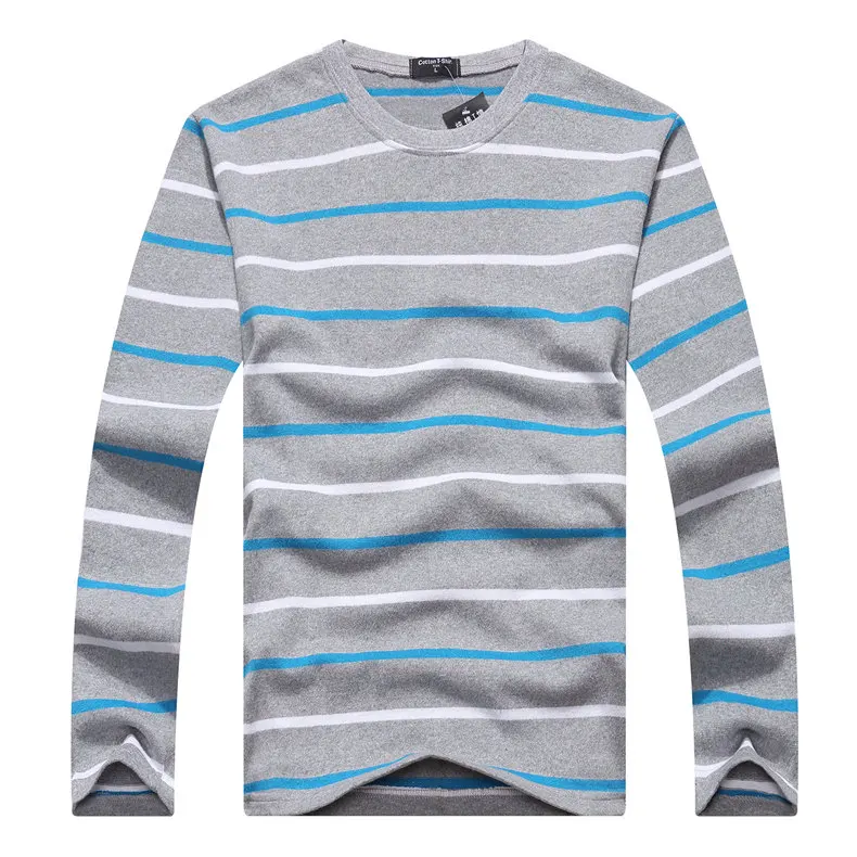 Cotton T-shirts Men Long Sleeve Mens TShirt Spring Autumn Brand Striped Male T shrits Dress Global Shopping Festival Drop-Ship 03
