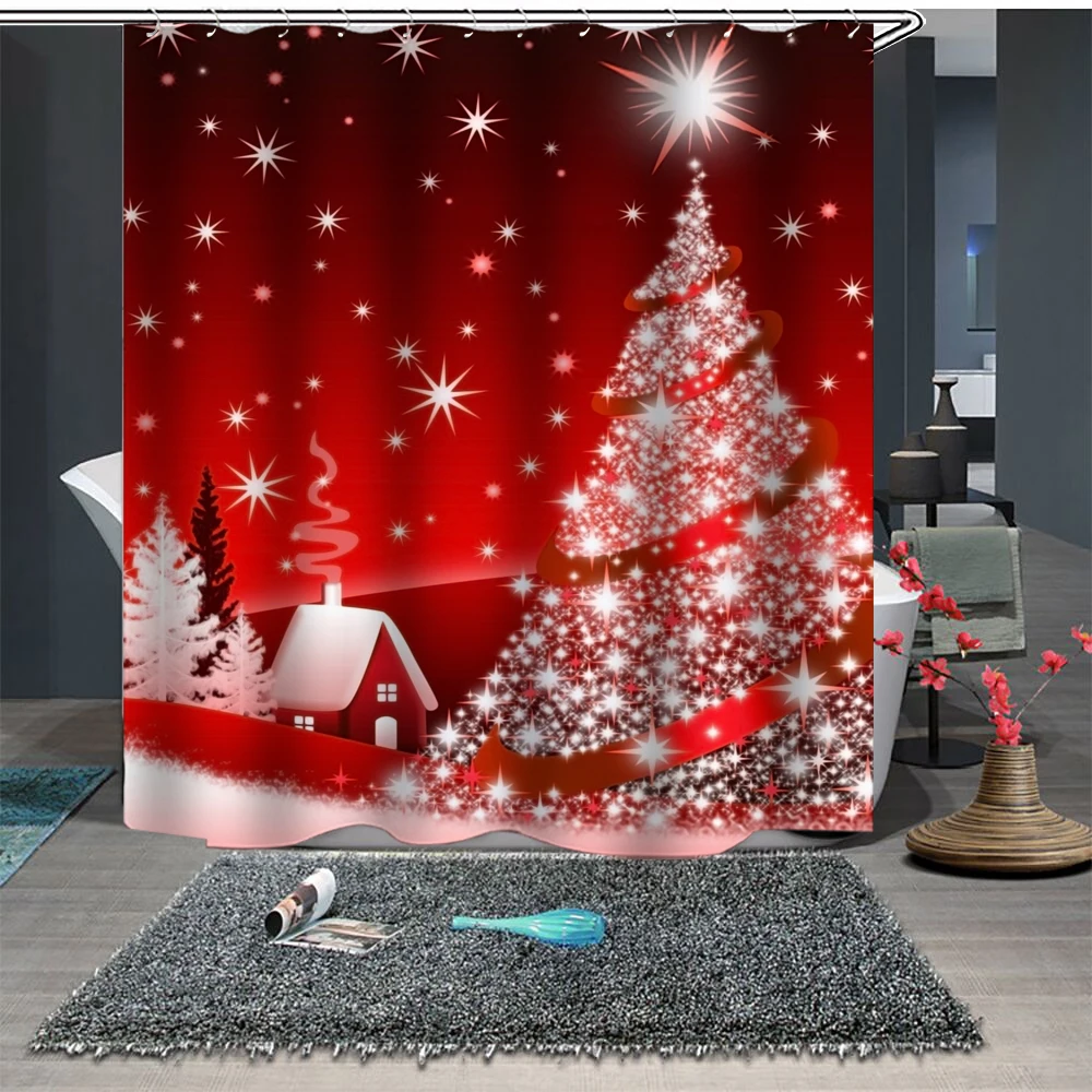 Новая занавеска для душа s Рождественская елка Санта Клаус занавеска для душа занавеска для ванной Водонепроницаемая занавеска для ванной Рождественский домашний декор