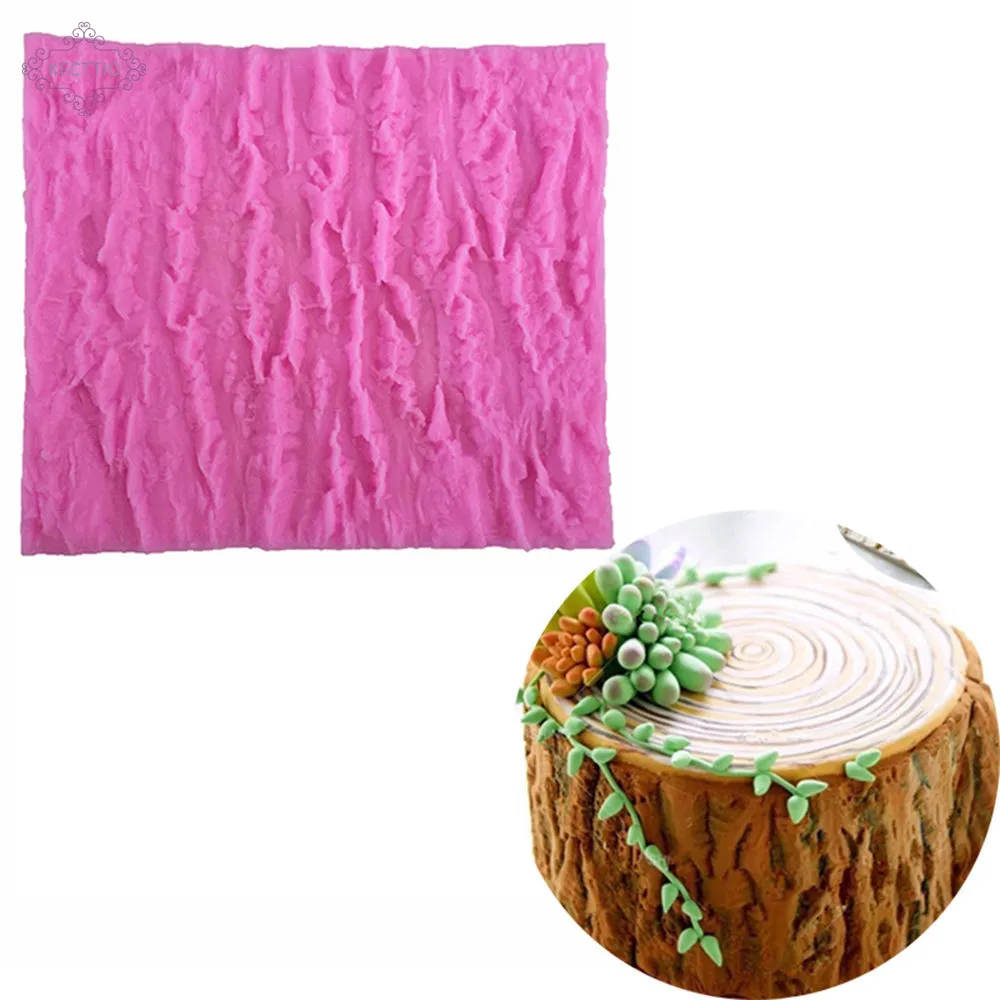 KECTTIO Tree Bark Texture Line Fondant Cake Mold Food Grade Silicone