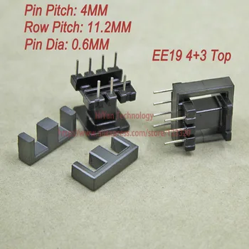 

20sets/lot EE19 PC40 Ferrite Magnetic Core and 4 Pins + 3 Pins Top Entry Plastic Bobbin Customize Voltage Transformer