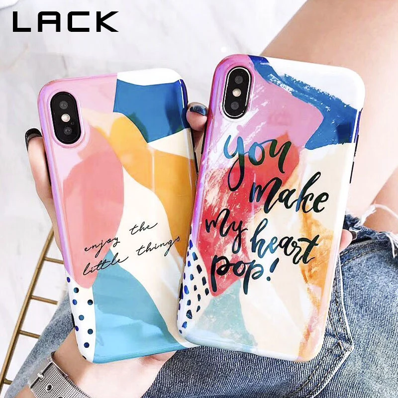 

LACK Colorful Art Graffiti Phone Case For iphone X Case For iphone 6 6S 7 8 Plus Luxury Blu-ray Glossy Cover Cartoon Cases Capa