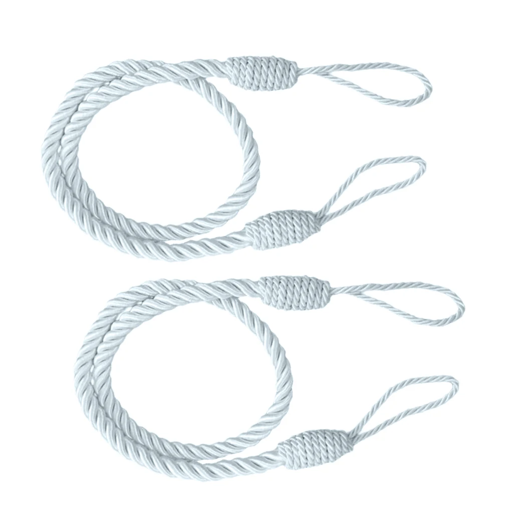 4 PCS Rope Curtain Tiebacks Tassel Thick Twisted Living Room Bedroom Decoration Silver Grey