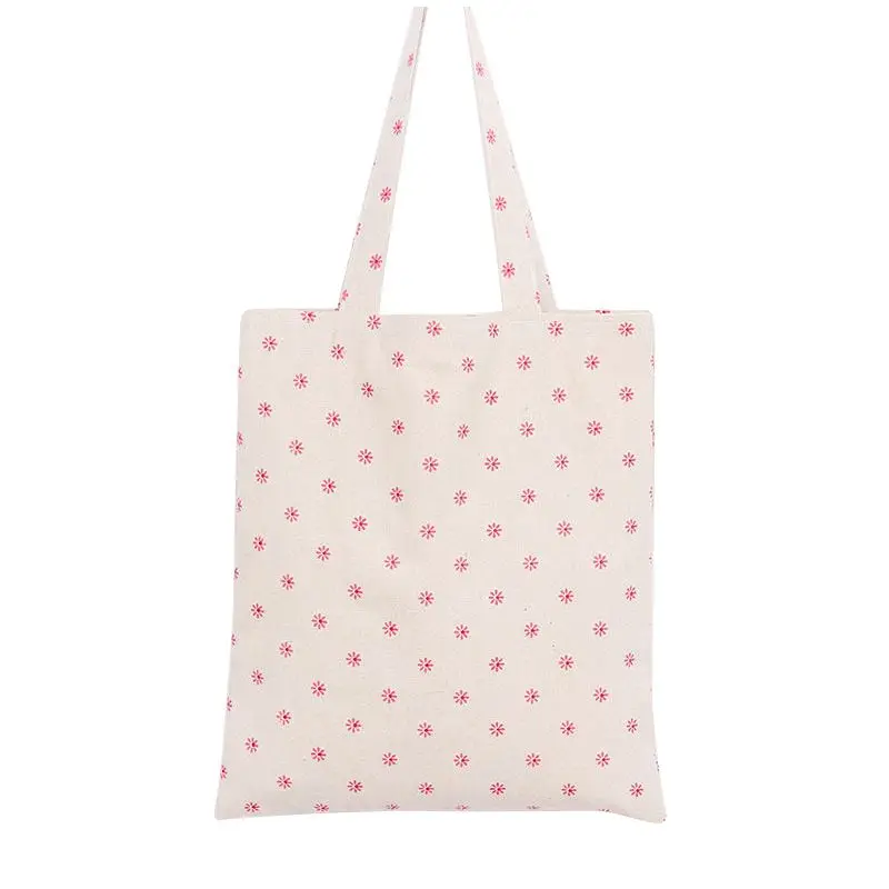 

1 layer Cotton Linen Eco Reusable Shopping Tote Carrying Bag Pattern, Red mini sunflower