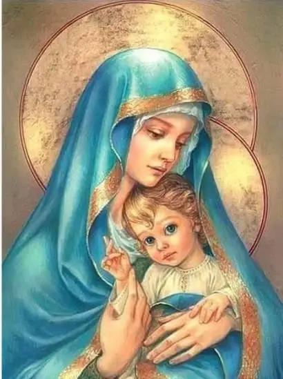 Peinture Diamant Vierge Marie Jesus Bleu Broderie Icones Religieuses Images 3d Bricolage Dessin Mosaique Aliexpress