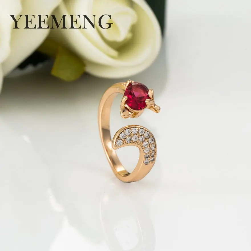 

YEEMENG Fashion Lovely Gold Color Multicolor Zircon Cute Fox Rings for Women Animal Beautiful Ring Jewelry