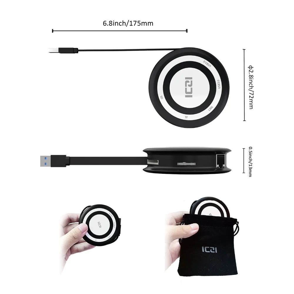 ICZI 5 в 1 USB C USB 3,0 двойной концентратор USB 3,0 порт* 2+ TF/SD слот для карт+ RJ-45 порт для ноутбуков MacBook Lenovo Huawei samsung