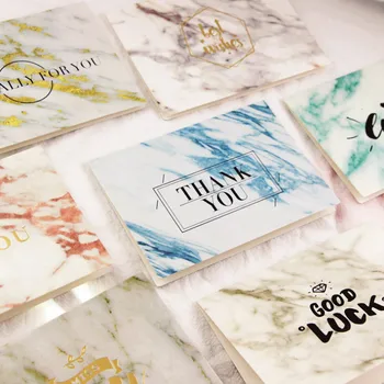 

2018 New 50pcs Thank you for the marble retro holiday greeting cards, folding cards, bronzing, and blessed envelopes