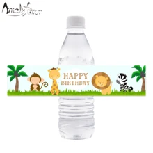 Джунгли сафари бутылка для воды этикетка джунгли бутылка для воды обертки для детей день рождения принадлежности украшения Джунгли животных детский душ