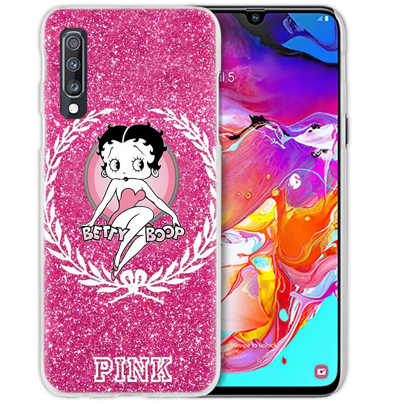 Розовый сексуальный чехол Betty Boop для samsung Galaxy A50 A70 A20e A40 A30 A20 A10 A8 A6 Plus A9 A7 жесткий прозрачный чехол для телефона из поликарбоната