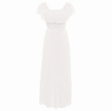 Богемное шифоновое парадное платье с вырезом лодочкой и оборками, длинное платье для девочек, vestido de festa, большие размеры s-4XL 5XL 6XL, женские платья - Цвет: Белый