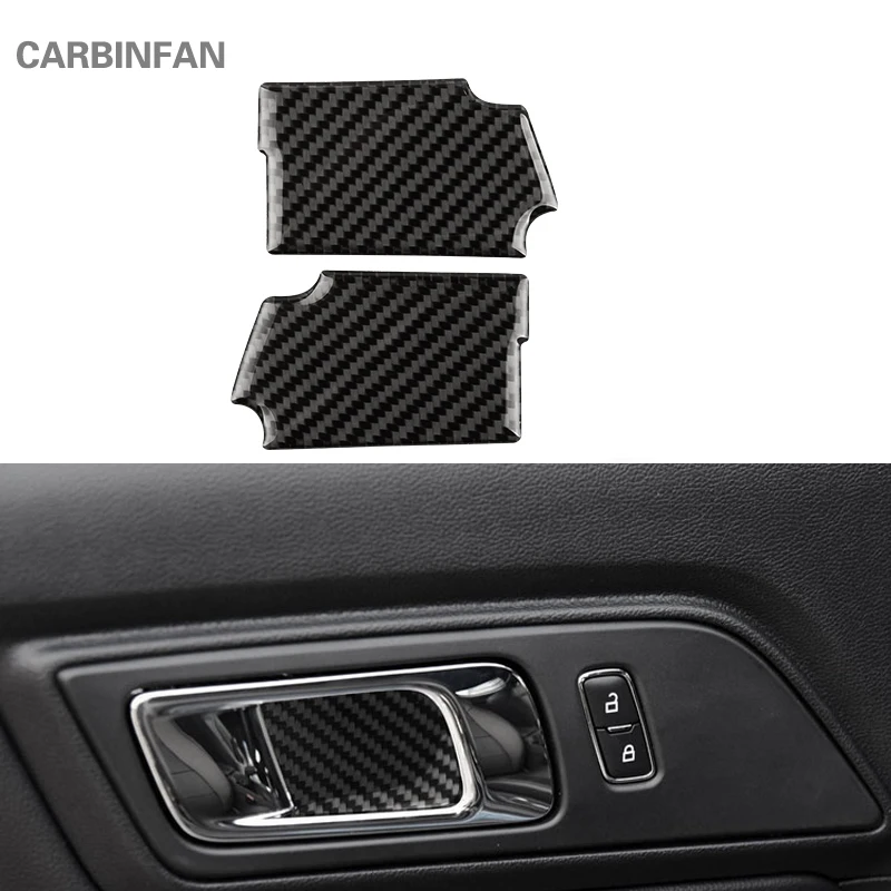 Carbon Fiber Door Handle Bowl Stickers Cover Trim For Ford Mustang 2015-2017