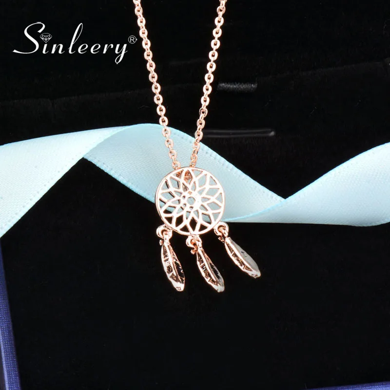 

SINLEERY Indian Style Dream Catcher Necklace Women Silver Color Feather Pendant Chain Retro Boho Jewelry Lucky Gift XL110 SSH