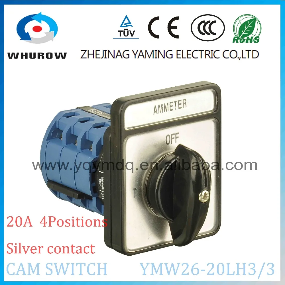 

4 position selector switch Ammeter B9 20A 3 poles (OFF-R-S-T) 4 position rotary switch YMW26-20LH3/3 silver contact universal