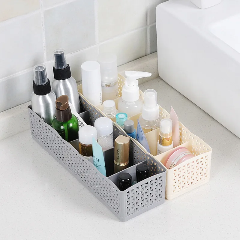 

Dozzlor 5 Grids Storage Basket Wardrobe Organizer Plastic Container Makeup Organizer Home Storage Box For Socks Underwear