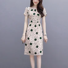 Yfashion женское платье, летнее элегантное платье, тонкая высокая талия, волнистые летние платья, женская одежда с коротким рукавом, офисные платья